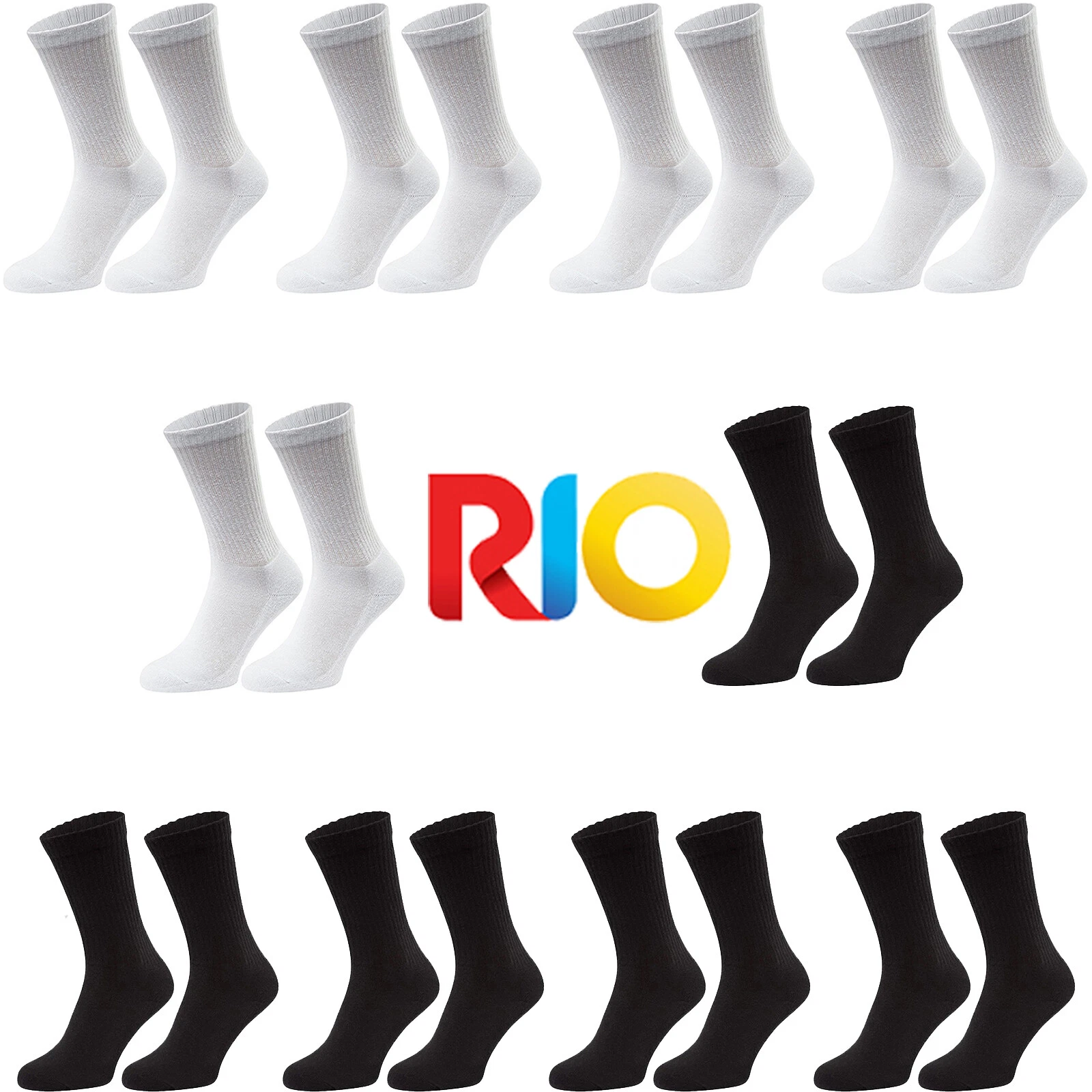 10x Rio Active Crew Cotton Rich Mens Work Sports Black White Socks Bulk S7266W
Opens in a new window