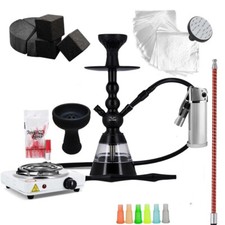 Safe Pack Chicha Alu Noir avec Filtres à Tabac Foyer Silicone Allume charbon Co