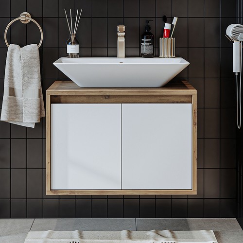 Roomart Badmöbel Waschbecken mit Unterschrank 65 cm in 4 Farben Badschrank - Bild 16 von 54