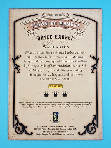2019 Panini Diamond Kings DK Retro Bryce Harper Washington Nationals #DK04-BH - Picture 2 of 2