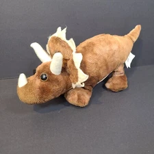 Adventure Planet Brown Triceratops Dinosaur Plush Stuffed Animal Toy 10"