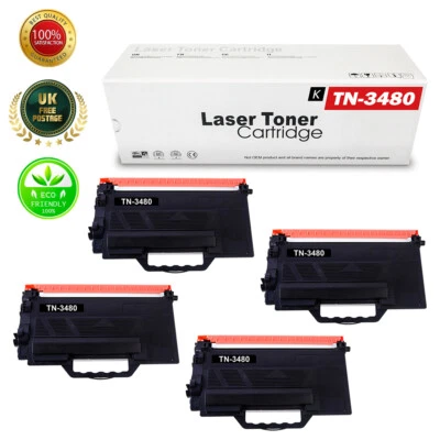 4PK Toner fits for Brother TN3480 HL-L5000D HL-L5100DN HL-L5200DW HL-L6400DW - Image 1 of 4