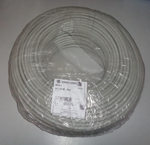 NYM-J 3x1,5 Mantelleitung Kabelring 100m VDE Elektroleitung Kabel NORBERT KORDES