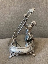 Unusual Wilcox Figural Silver Plate Napkin Ring and Menu Holder