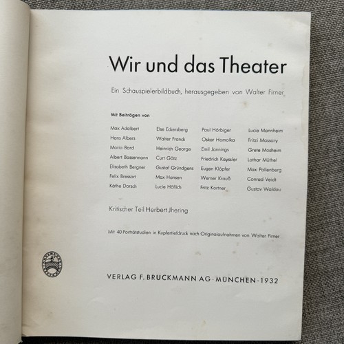 Libro de actores de teatro alemán 1932-Wir Un Das Theater raro primera edición excelentes fotos - Imagen 2 de 11