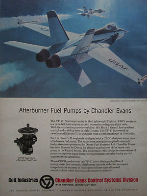 3/1975 PUB COLT CHANDLER EVANS NORTHROP YF-17 YJ101 KRAFTSTOFFPUMPEN KEITH FERRIS AD
