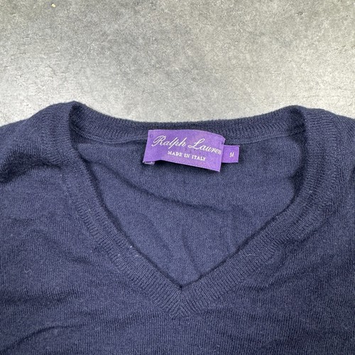 Purple Label Ralph Lauren 100% Cashmere Sweater Womens M Purple Preowned Flaws - Picture 3 of 14