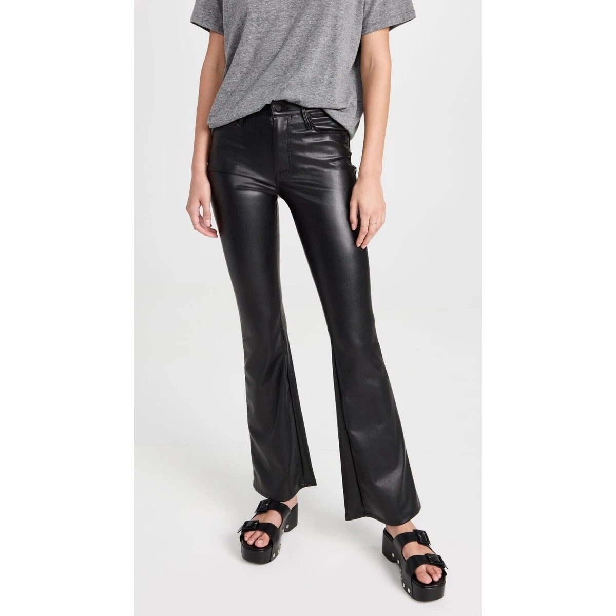 Mid Rise Vegan Leather Loose Pants