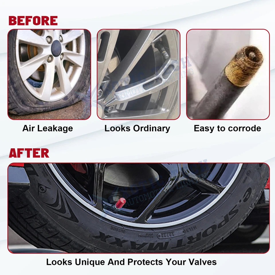 4Pcs Tire Valve Stem Caps Anodized Aluminum American Flag Logo Covers For Cars - Image 3 of 4