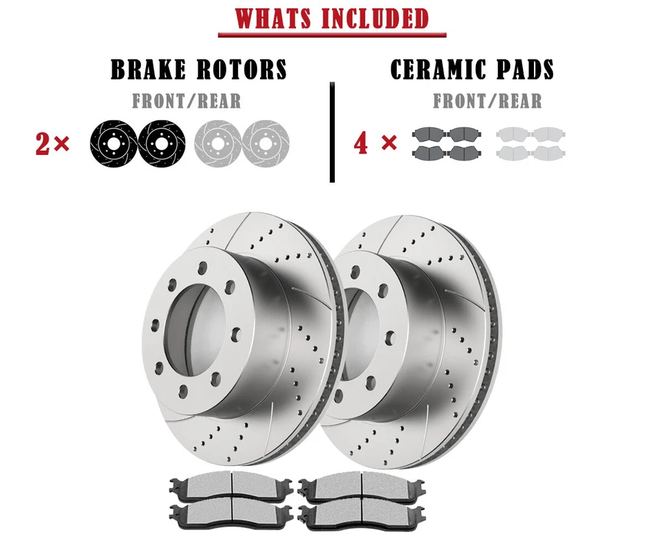 Передние тормозные диски колодки подходят для Dodge Ram 3500 2003-2008 тормоза с прорезями - Изображение 4 из 4