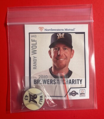 MILWAUKEE BREWERS RANDY WOLF #43 Collector Player Pin Baseball Card 2010 MLB SGA