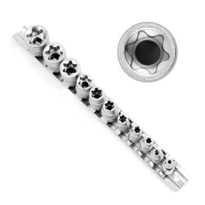 External Female Torx Bit Star E Socket Set 1/4 & 3/8 Automotive Tool 11 Pcs