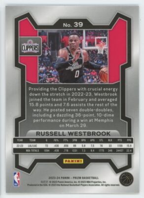 2023-24 Panini Prizm Russell Westbrook Los Angeles Clippers #39 | eBay