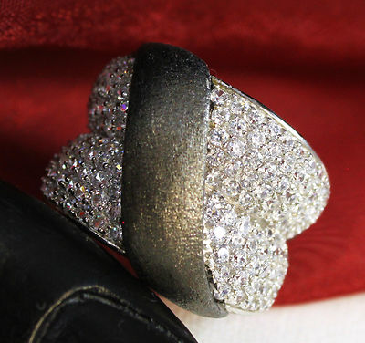 Designer  925 Silber  Damen RING mit Zirkonia, oxidiert, Line Argent, TOP!!!