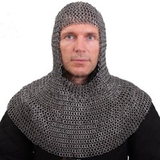 Medieval Chainmail Hood Flat Riveted With Washer Chain Mail Coif Armor VS0788