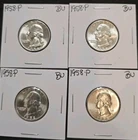 1958-P Washington Quarter's -Gem BU! 90% Silver- Beautiful Brilliant Luster!