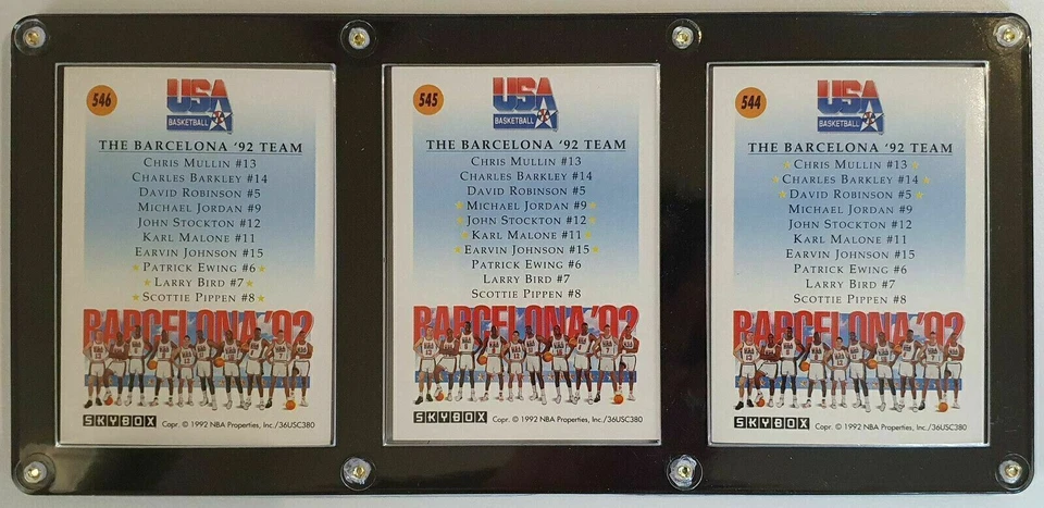 SkyBox 1992 EE. UU. Baloncesto Juego de 3 piezas "Dream Team" Jordan + Magic - ENCASEADO Foto 2 de 2