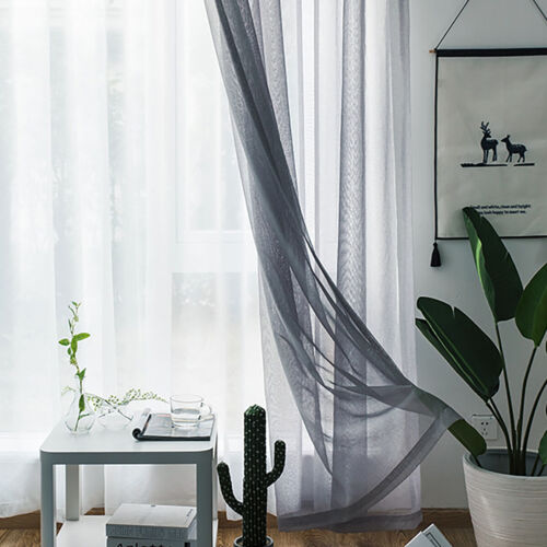 2er Set Vorhang Gardinen Stores Modern Transparent Voile Vorhänge Dekoschal DE - Bild 7 von 15