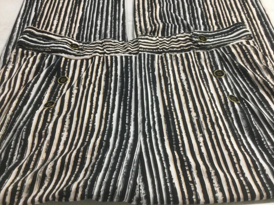 ROBERT LOUIS MUJER PIERNA ANCHA RAYAS PALAZZO PANTALONES NEGRO BLANCO MOSTAZA XL Foto 4 de 4