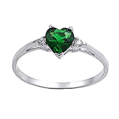 Silver 0.81ct Heart Cut Emerald Ice CZ and IOF CZ Promise Friendship Ring, Jadyn