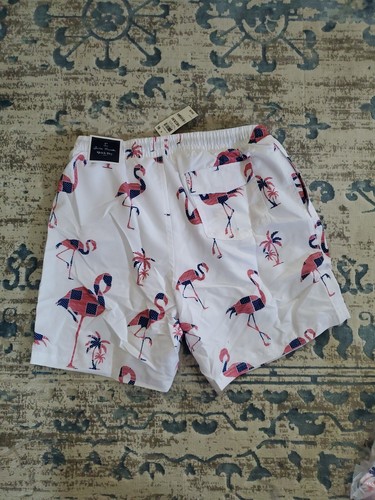 Club Room Mens Flamingo Flag Print 7" Drawstring Swim Trunks White M - Bild 5 von 6