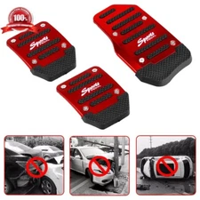 3 Piece Universal Car Manual Non-Slip Pedal Brake and Gas Pedal Cover Set Red