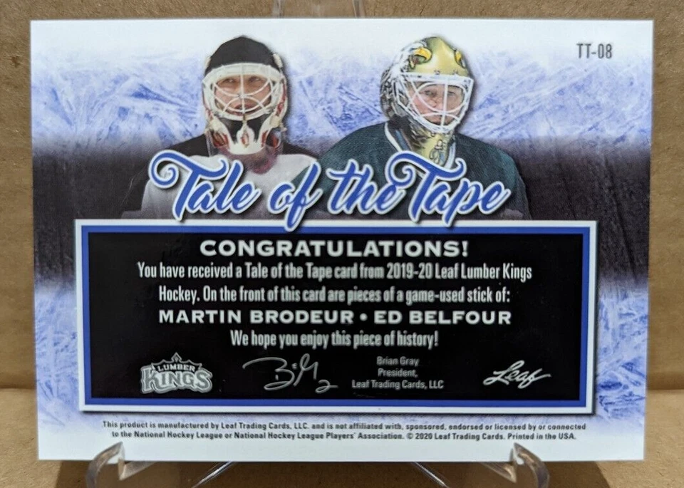 2019-20 Leaf Lumber Kings Tale of the Tape #TT08 Martin Brodeur/Ed Belfour 5/6 - Imagem 3 de 4