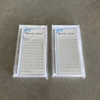 2Pk Wendy Lashes Eyelashes Extensions 5D 0.07 D 8-14 Mix Premade Fans | READ
