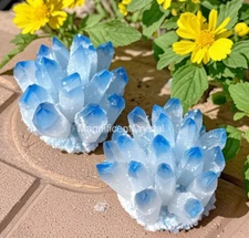 2025Rare Large Raw Blue Phantom Quartz Crystal Cluster Healing Reiki Home Deco