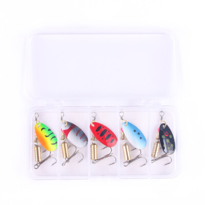 5PCS Metal Fishing Lures Spinner Spoon Bait Crankbait 4.5cm/5.2g Lure Blade Box