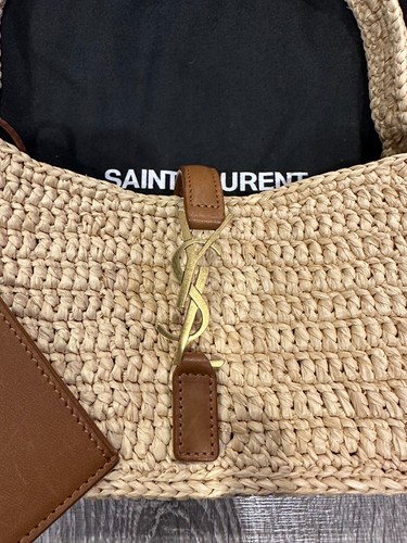 Yves Saint Laurent Natural Woven Raffia Mini Le 5 A 7 Hobo Bag NEW - Picture 6 of 10