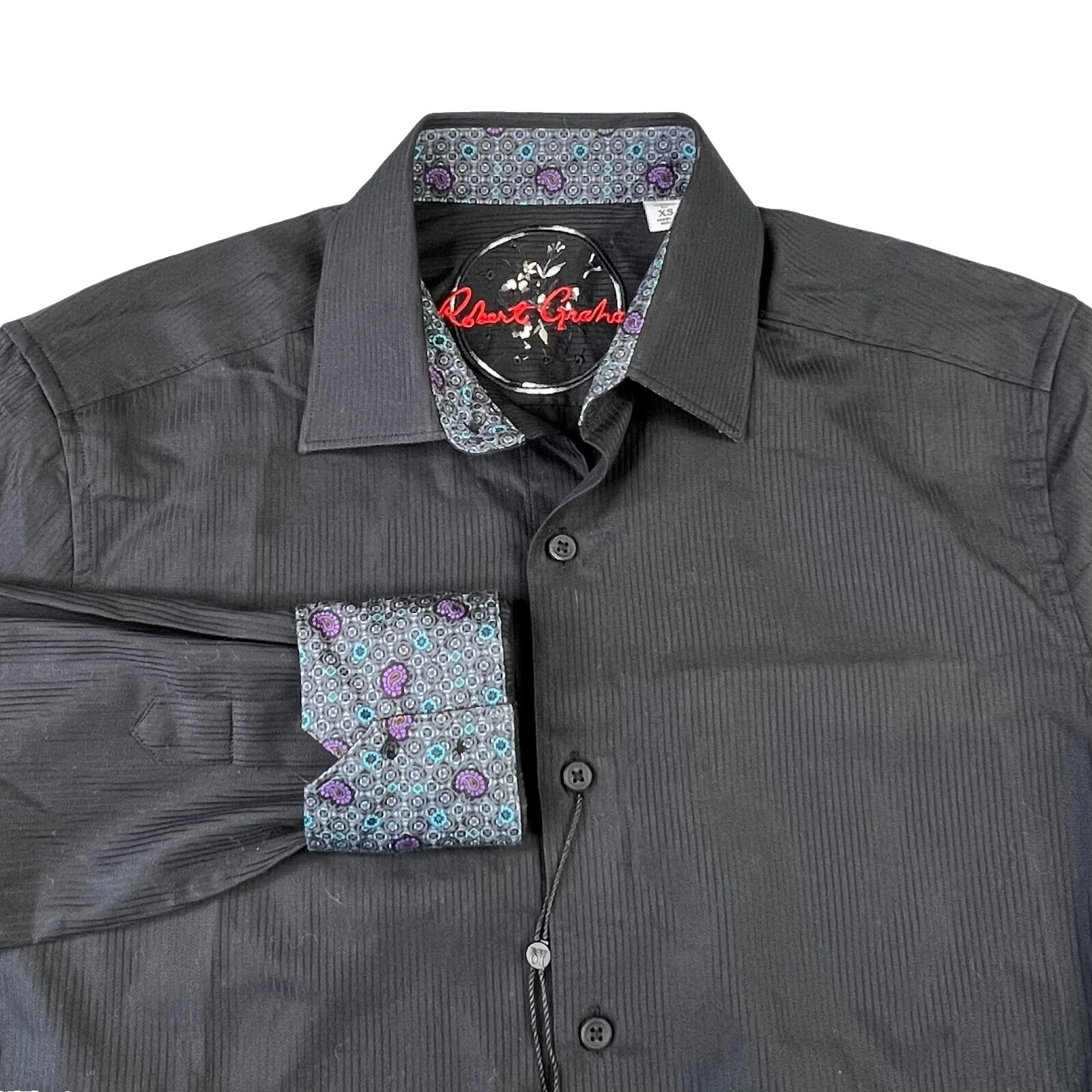 Botón informal negro Robert Graham-Down Shirts for Men