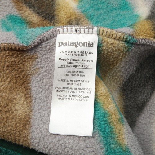 Patagonia Sweater Mens Small Synchilla Snap-T Pullover Green Gray Trout Fish - Picture 6 of 13