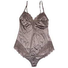 Vintage Chantilly Maidenform Beige Lace Bra Bodysuit Snap Closure Union Label 34