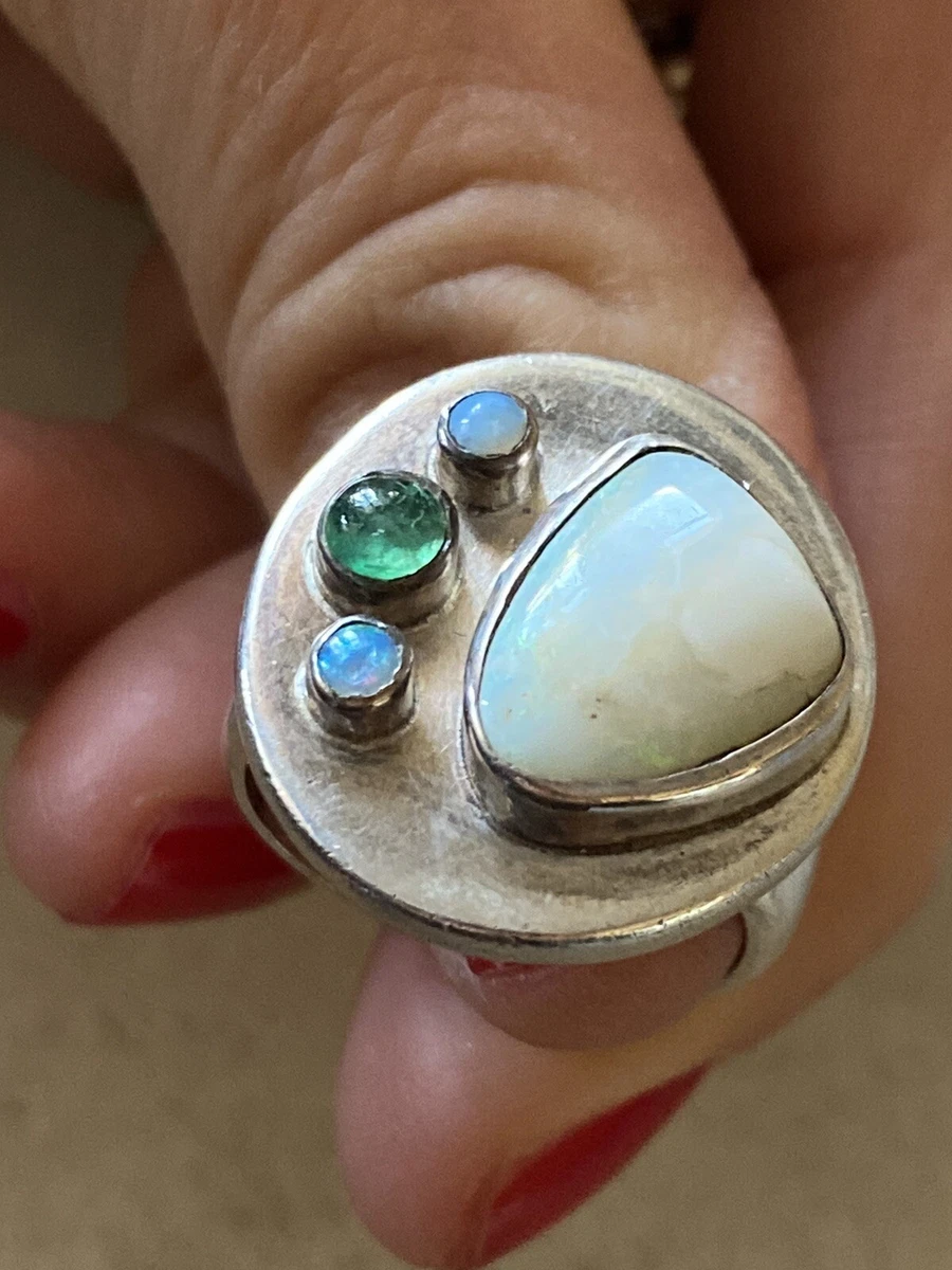 Sterling Silver Vintage Opal Ring Argento 925 Anello Opali