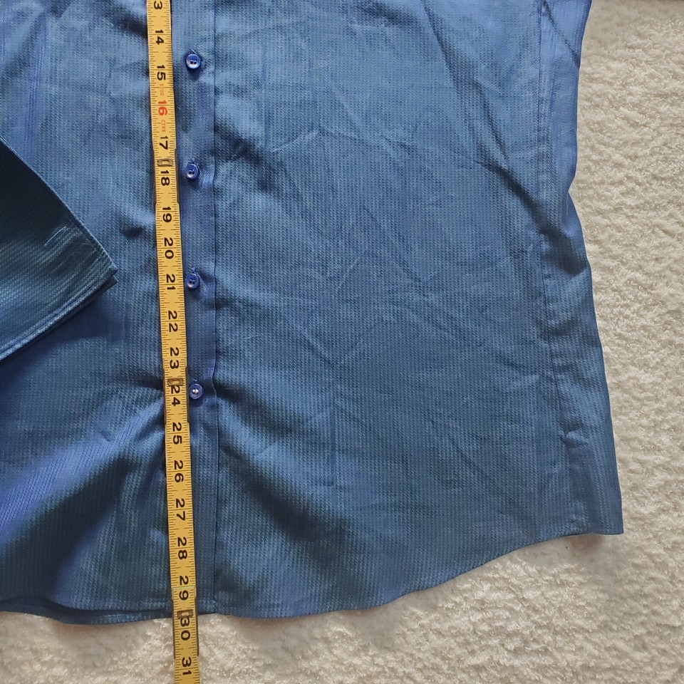 Thomas Pink Mens Dress Shirt Slim Fit Prestige Blue Striped Iridescent