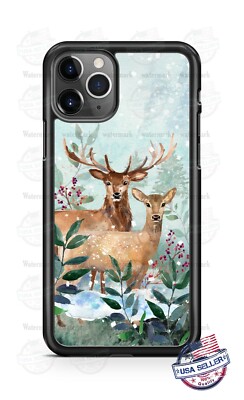 Deer Buck & Doe Winter Countryside  Custom Phone Case For iPhone Samsung Google