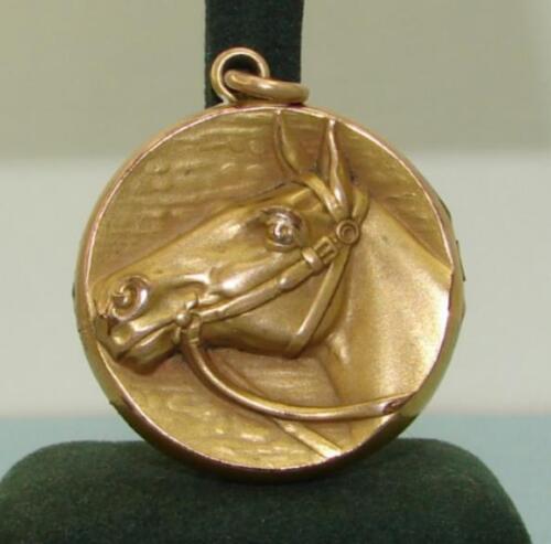 Vintage S & BL Co Horse Head Profile Round Gold T… - image 1