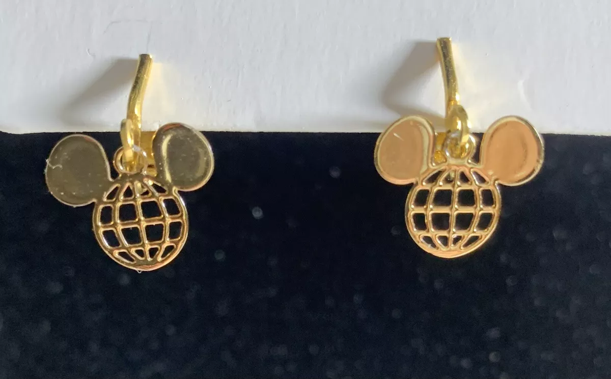 Disney Mickey Mouse Epcot Earrings Gold Tone eBay