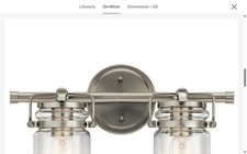 Kichler Brinley 45688NI 2-Light Bathroom Vanity Light Brushed Nickel Clear Glass