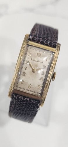 Vintage 1940’s Bulova Watch Tank Curved Art Deco Case Cal 6AE Herrenuhr