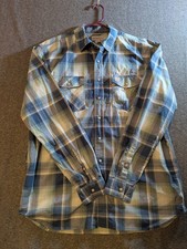 Carhartt Shirt Mens Relaxed Fit Plaid Long Sleeve Button Up Lg Pearl Snaps