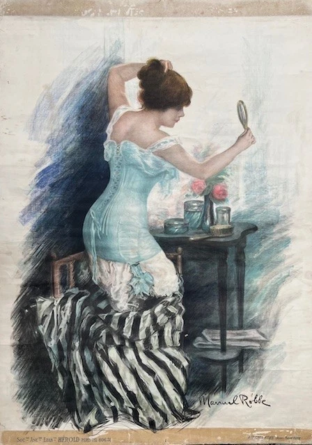 Affiche Avant la Lettre Manuel ROBBE Publicité Les Corsets Le Furet Paris 1900 - Photo 1/4