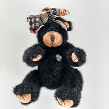 Russ Berrie  Co Blacky Bear 8" Plush Vintage Black Bear with Bow