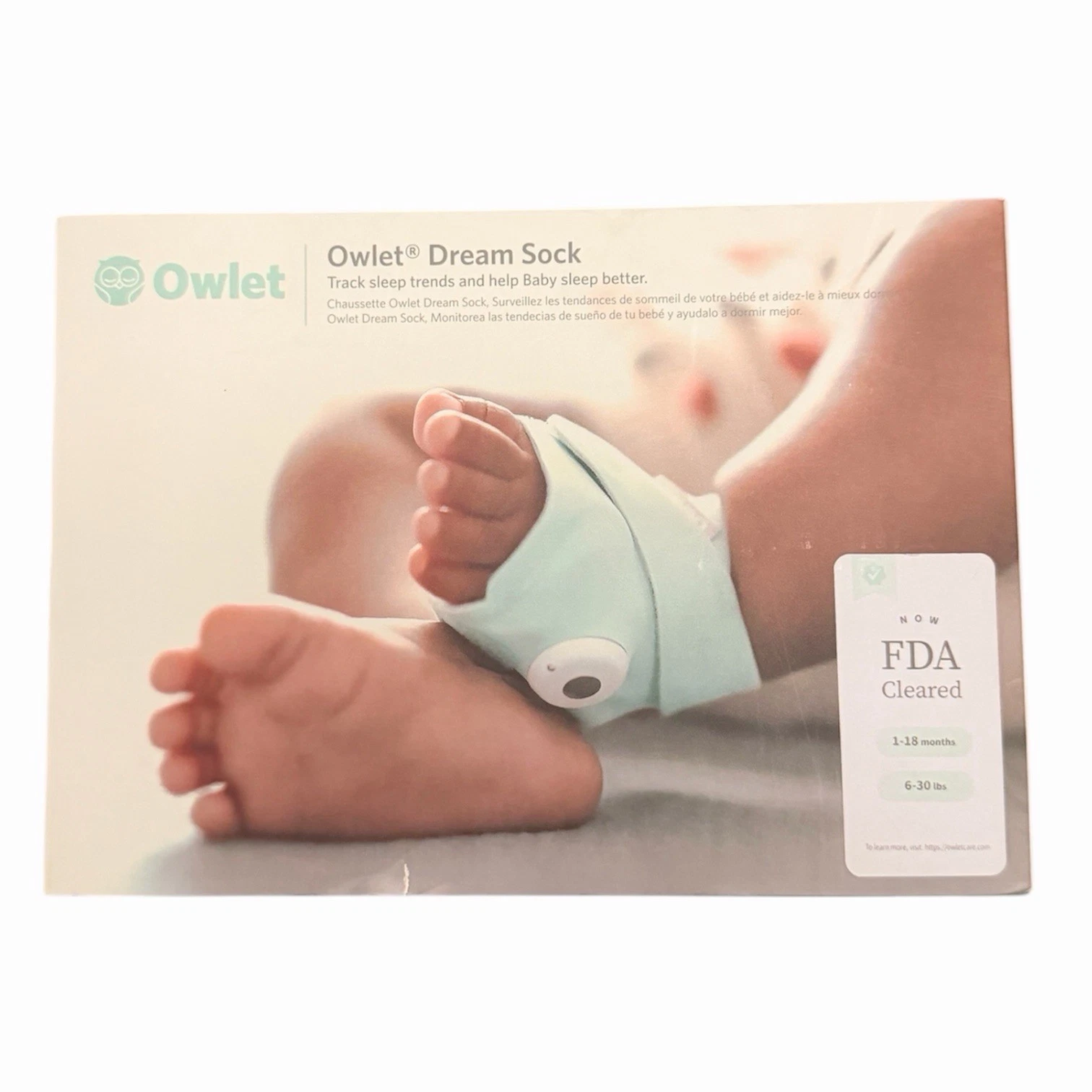 Owlet Dream Sock, Smart Baby Monitor, Mint. NEW OPEN BOX
Opens in a new window or tab