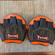 Mitaines de frappe TWINS SPECIAL orange noir cuir véritable entraînement boxe