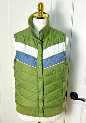 Roxy Puffer Vest Chevron Quilted Nylon Retro Snowboard Size L Vintage Y2K
