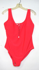 Hot Water One Piece Swim Suit Women  s Tropical Pink/Coral Lace Up Sz Large NWOT