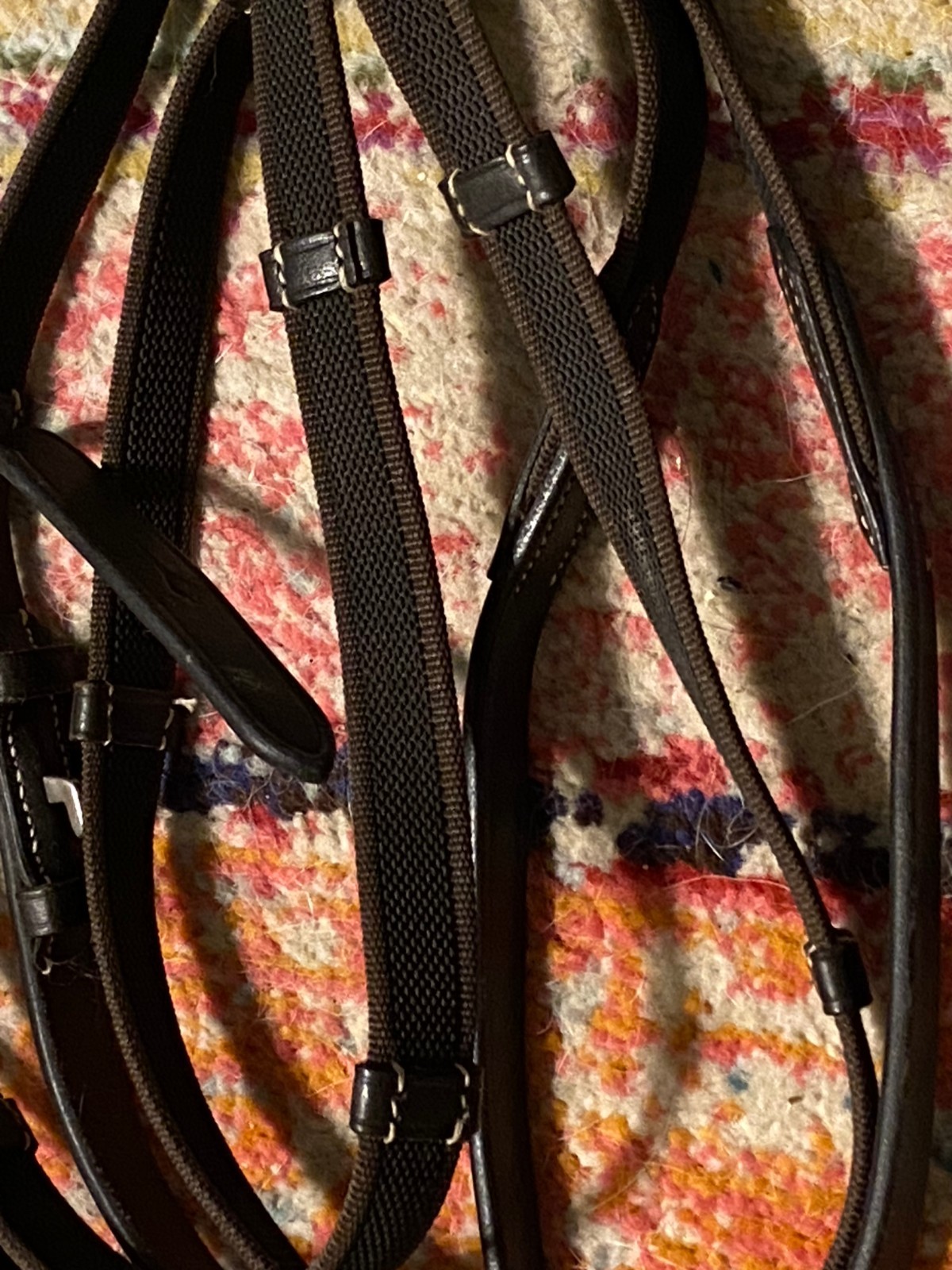 used english full size bridle padded fancy stitched soft free shipping