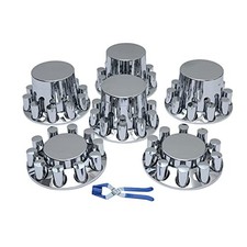 ABS Plastic Chromed Hubcaps Front and Rear Wheel Axle Cover Set with 33mm Flat